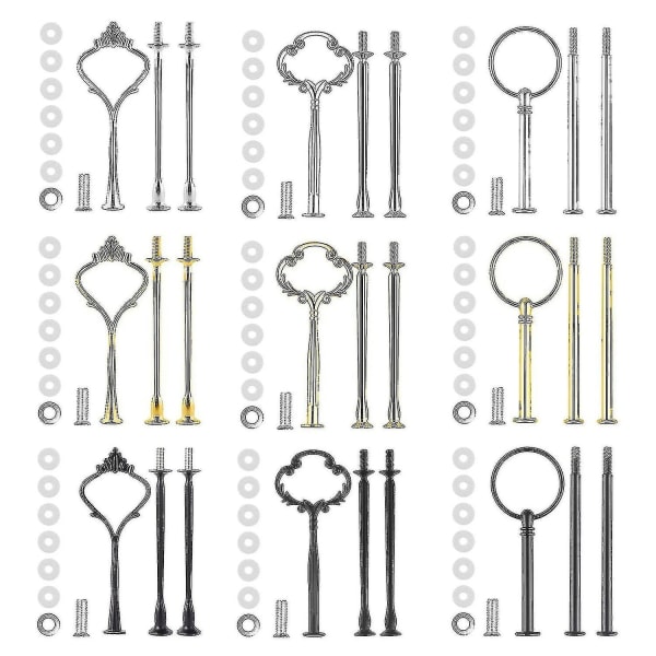 9 Set Cake Stand Hardware Kit Tiered Tray Hardware Fittings Compatible Cake Stand,3 Tier Cake Stand