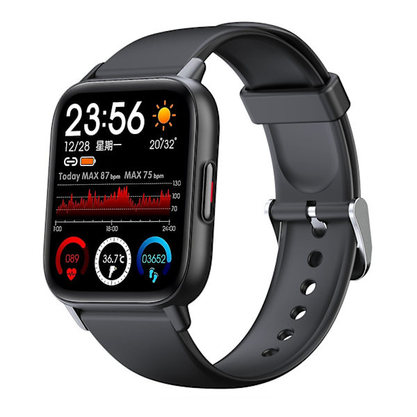 Fitness Tracker Qs16pro Smartwatch Kropstemperatur Fitness Armbånd Mænd Kvinder Vandafvisende Sports Smartwatches Black