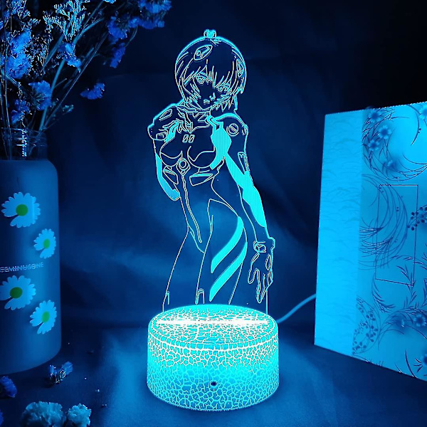 Anime Eva Figur Ayanami Rei Manga Kunstlampe Hjemmerom Dekorasjon 3d NightBY