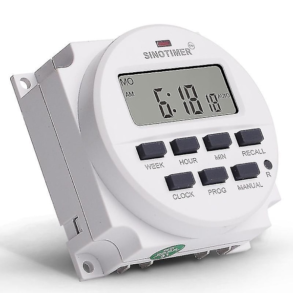 Sinotimer 15,98 tommer LCD digital timer 12v DC 7 dage programmerbar tidsswitch Tm618n-4 maj.5