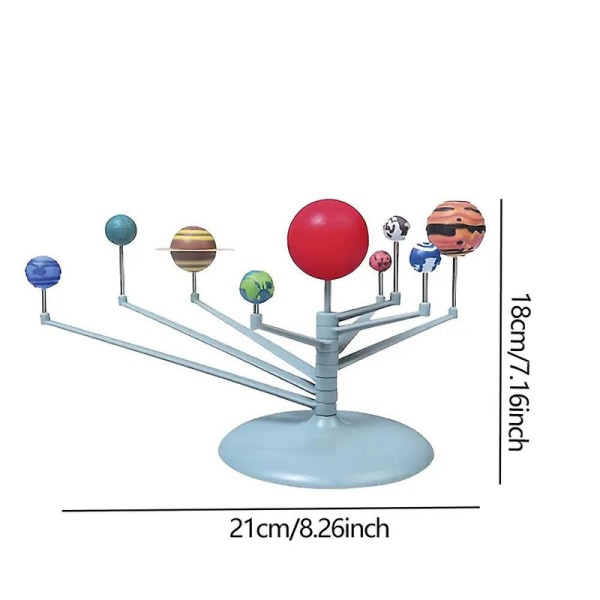 Solcellesystemmodell DIY-sett Planetarisk instrument 360 graders rotasjon 9 planetmodeller STEM Astronomi Kunst Vitenskap Utdannende leker Gave [DmS]