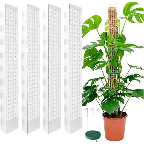 Monstera Stöd, 61 cm 4-Pack Sphagnum Stöd, med Kardborreband och Spikar Inomhus Växtstöd, Monstera, Växtstöd för Klätterväxter Monstera Support f