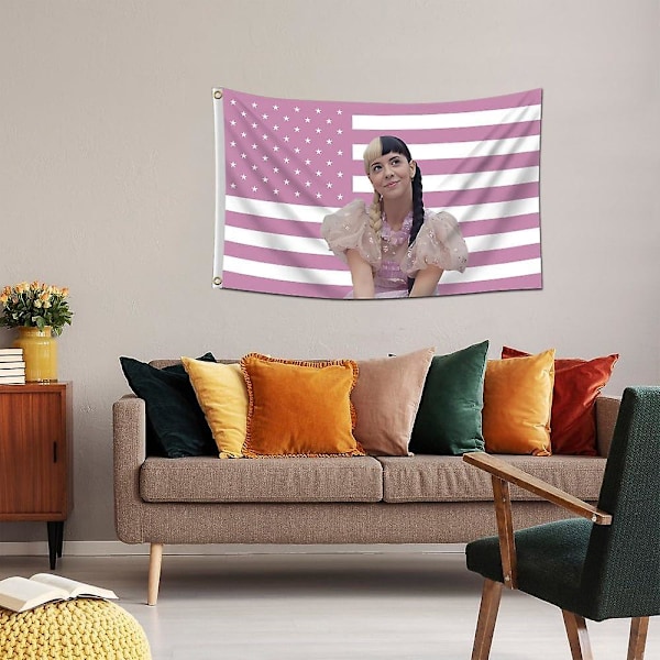 Melanie Flag, Melanie Flag Amerikansk USA Banner Musik Sanger Poster Tapestry 3x5ft Melanie Martinez Pink Flag Til Kollegieværelse (FMY)