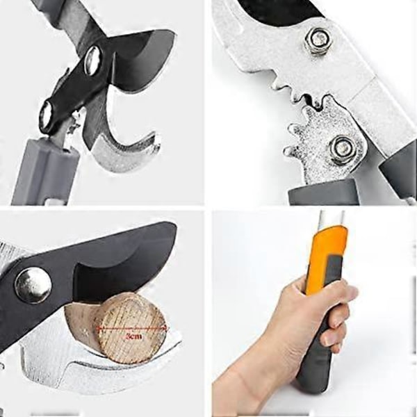 ZK-Bypass beskjæringssaks 45 cm med girklippesystem for å klippe greiner tykkere enn 30 mm, SK-5 stålblader og Teflon-belegg, robust aluminiumsgrep