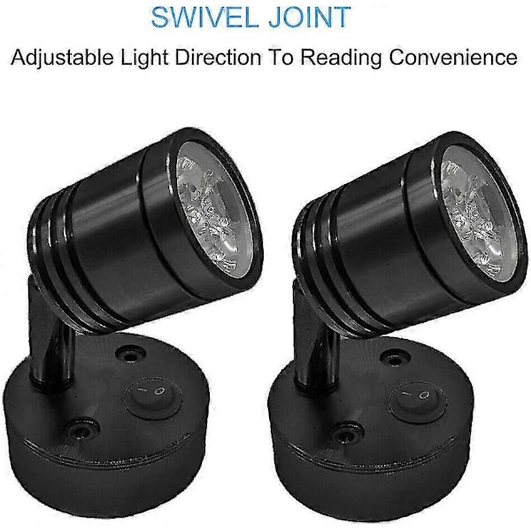 12V LED-valot asuntoautoon, seinävalaisin lukulampuksi autoon, asuntovaunuun, veneen sisävalaistukseen, matkailuautoon, lamppu kytkimellä, kylmä valkoinen
