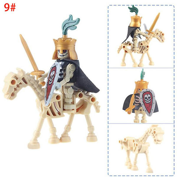 Halloween Skelettriddare Byggklossar Soldat Häst Montering Leksak 9#