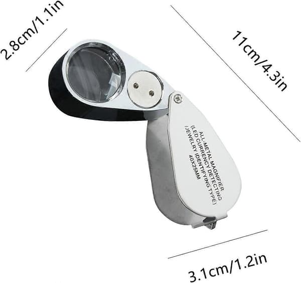 Foldbart Forstørrelsesglas | Smykke Forstørrelsesglas | Belyst Smykke | 40X