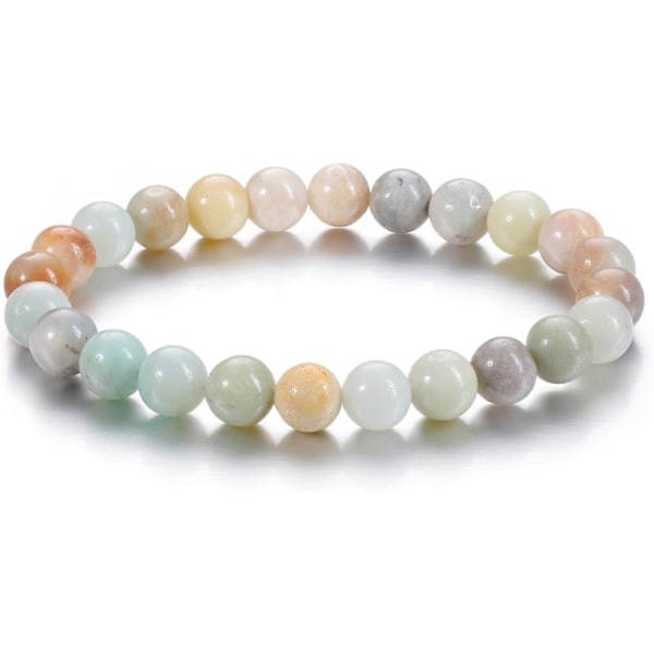 Helbredende Krystal Armbånd 8mm Naturlige Ædelstensperler Armbånd til Kvinder Mænd Energi Kvarts Krystal Sten Stræk Armbånd til Hendes Julegave amazonite