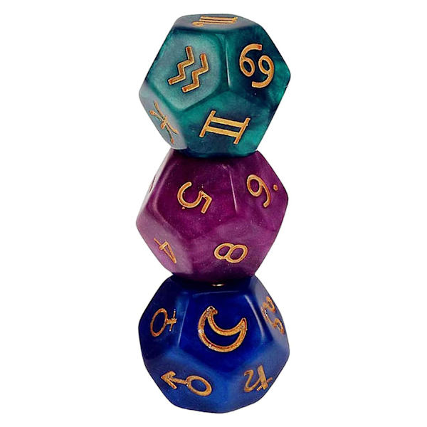 4 Sarjaa Nopan 12-sivuinen D12 Astrologiset Nopat Tähdistömerkkien Nopat Astrologiseen Arvontaan Pelivarusteet  [DmS] As Shown