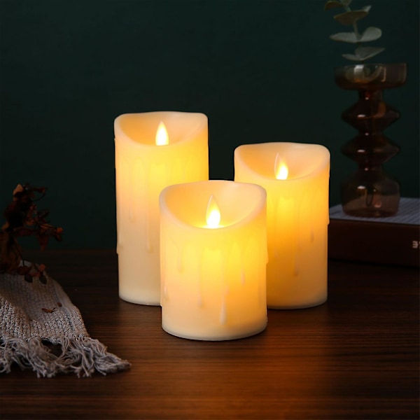 Flameless Candles Light 3pcs, Flickering Led Candles Pillar With Remote & Times, Electric Fake Plastic Candles Lights Waterproof Tealights