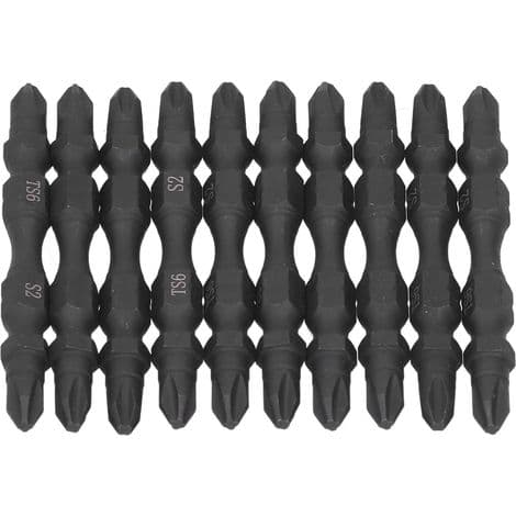 Sett med 10 PH2 doble magnetiske skrutrekkerbits, 1/4 tomme sekskantet skaft, liten modell