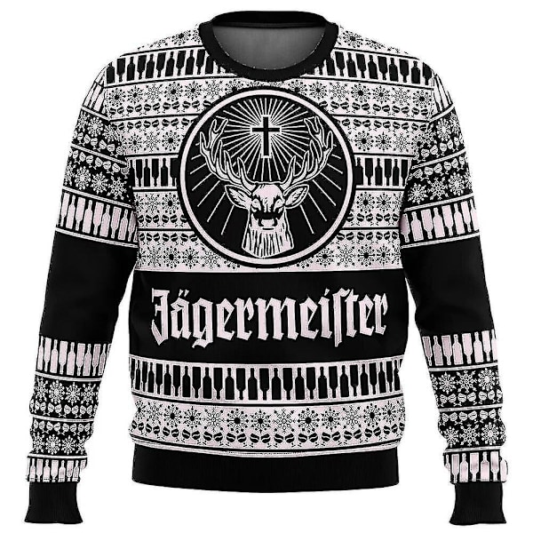 (Newway) Bebetter Jagermeister Karneval Juletrøje Trøje Mænds 3d Sweatshirt Topper Efterår Og Vinter Tøj_SJJYV Black L