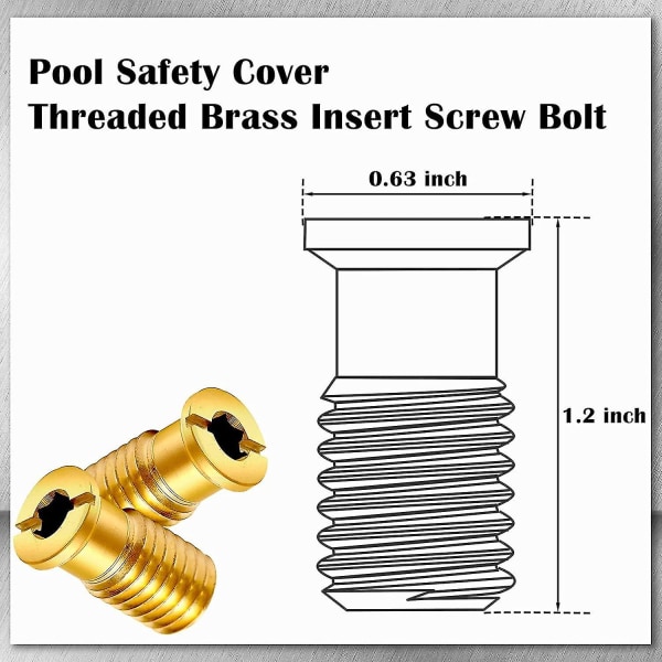 10 Stykker Messing Bassengdeksel Ankere Skruer Basseng Sikkerhetsdeksel Anker Erstatningssett Heavy Duty Bassengdeksel Ankere BetongBY