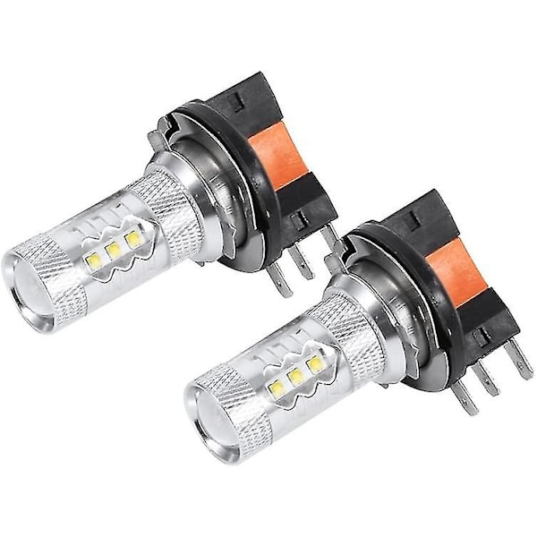 2 stk 80w H15 LED-pærer hvite bilhovedlyspærer LED-kjørelys [DB]