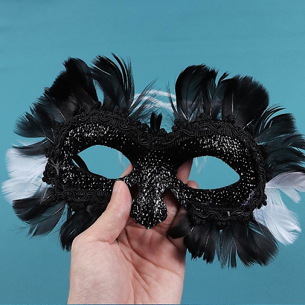 Cruella Maske Halloween Film Cosplay Sort Hvid Fjer Øjenmasker Gothic Punk Stil Cosplay Hexe Maskerade Aftenfest Maske black white