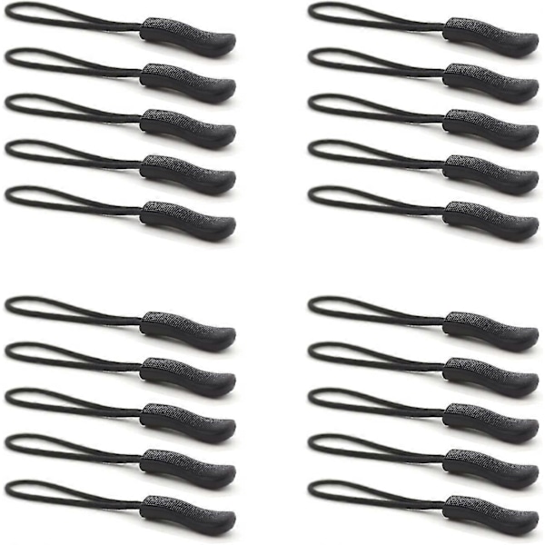 Dragkedjekläppar, 20 st Uppgraderade dragkedjekläppar, Premium Svarta Dragkedjekläppar Ersättning Dragkedja Flik Taggar Snörförlängare Fixare För Bagage, Ryggsäckar, Jackor