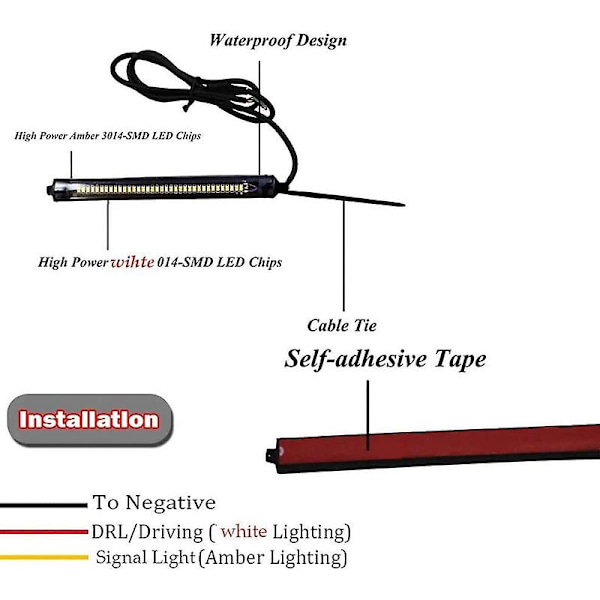 Motorcykel LED gaffel blinklys Drl varselljus