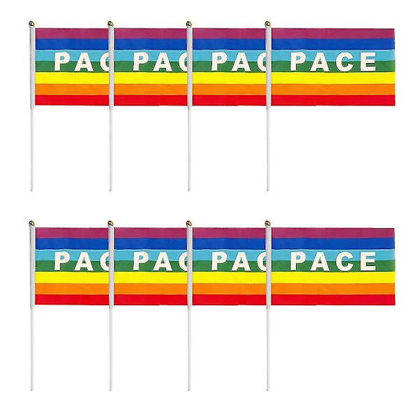 50/100 st Mini Fredsflagga Regnbåge Pacifist Flagga Handhållen Polyester FredsflaggaBY