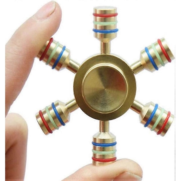 Fingertoppsspinnare Regnbåge Fidget Spinner Leksaker Spinner Metall 6 Arm Hand Spinner Mässing Anti Stressleksak Spiner, Present Till Barn
