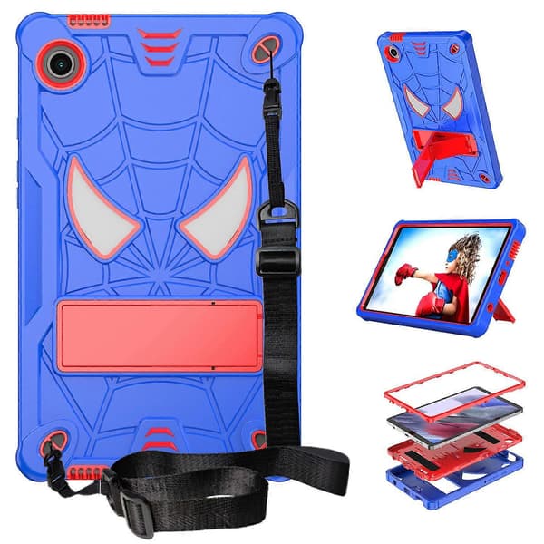 Spider-stil PC+silikone cover med støttefod til Samsung Galaxy Tab A9 tabletetui