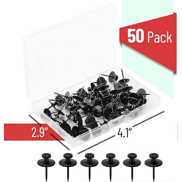 Dobbelt-endte bilde-knagger, 50-pakning, svart, bilde-knagger, veggknagger, veggknagger, tommelspiker for veggmontering, bildeoppheng silver