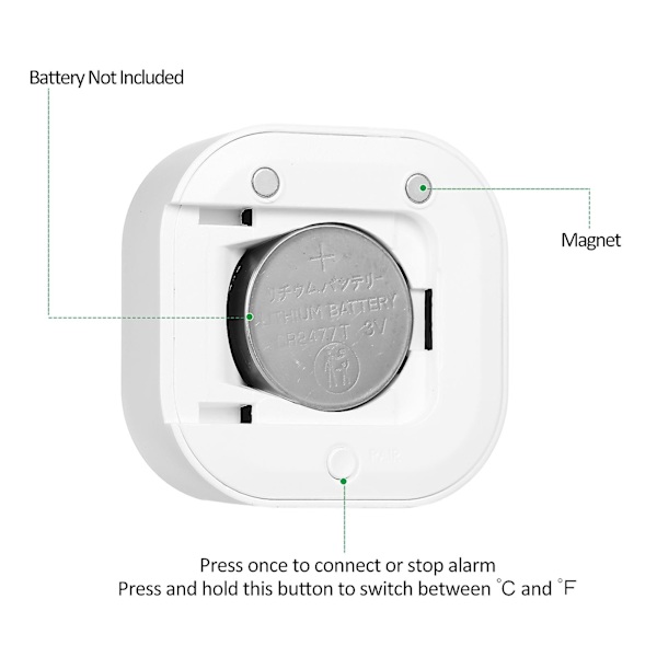 Digital Termometer Hygrometer för iOS/Android Smart Fuktighetstemperaturgivare med Alarm och Datalagring för Växthus Humidor Källare Kontor White