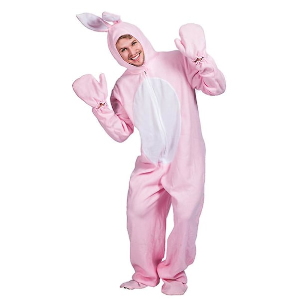 Vaaleanpunainen Pupuasu Miehille ja Naisille, Eläimen Kokopuku Pyjama Halloweeniin ja Jouluun, Yksikokoinen Kigurumi