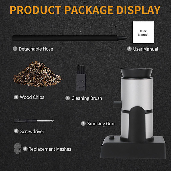 Smoking Gun Cocktail Smoker Kit med trespon, kuppel og kopplokk, bærbar innendørs røyktilførsel for matlaging, cocktailer,