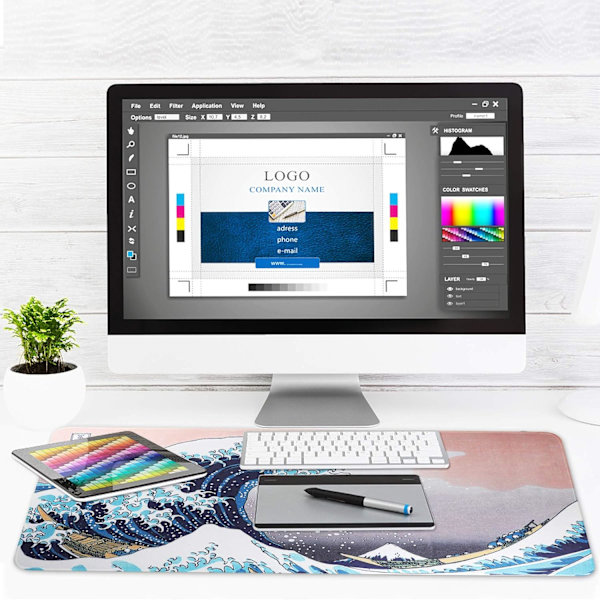 Gaming Mousepad - Ekstra Stor Computer Tastatur Mousepad XXL/ 90 x 40 x 0,3 cm (Bølget)