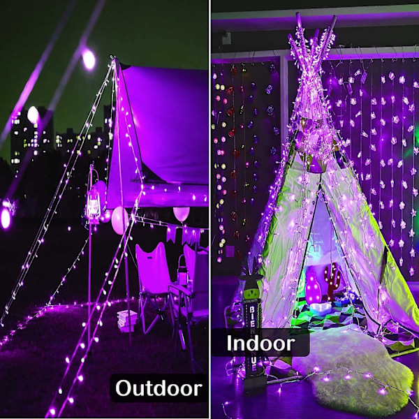 Lila Stringljus, 800 LED 100m Lila Stringljus 8 Ljuslägen Timer Plug In Vattentät Inomhus Utomhus Lila Julbelysning För Halloween Jul Trädgård