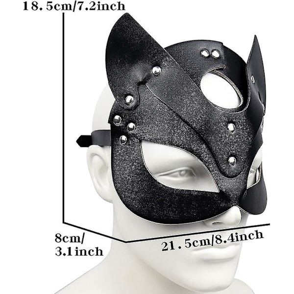 Kvinnors läder kattmask sexig halv ansiktsmask cosplay kostym rekvisita halloween fest maskerad mardi gras B