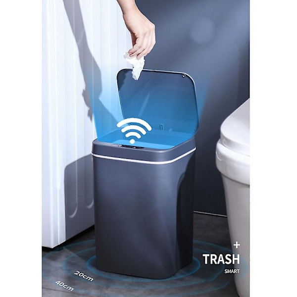 16L Automatisk Sensor Soptunna Induktionsavfallskorg Eco-Soptunna Hushållssoptunna - Blå blue