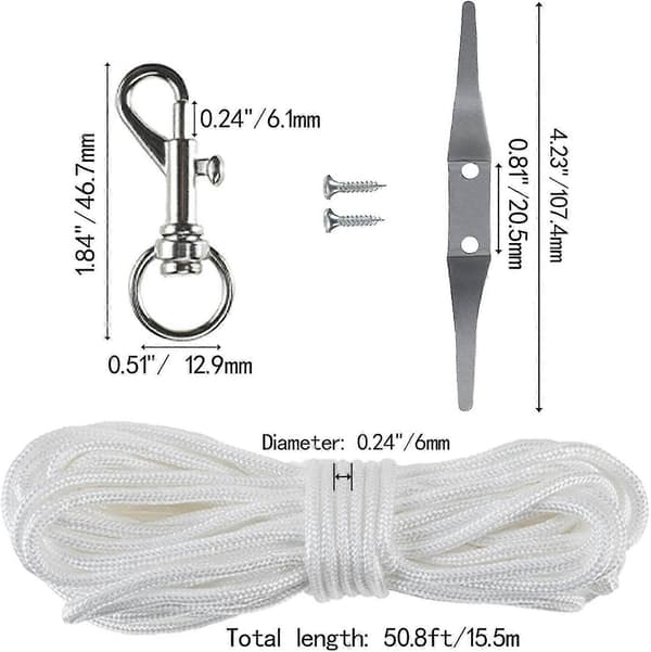 Flaggstang Hardware Reparasjonssett 'Topp Gullkule 50 Ft Falltau 4' Klosskrok 4 Flaggstangsving