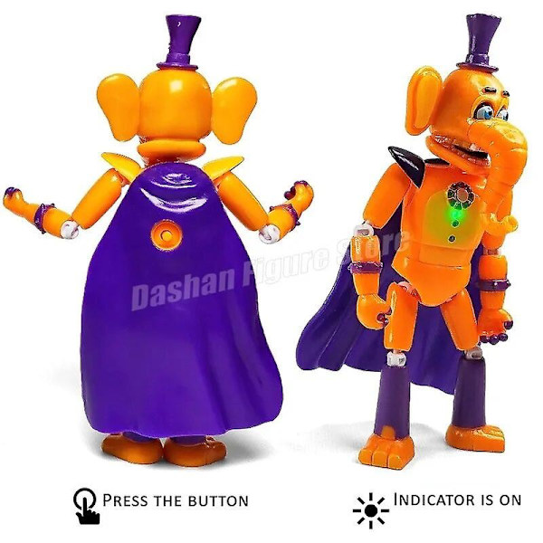 Fnaf Freddy Figurine Withered Bonnie Orville Mangle Happy Frog Roxanne Wolf Chica Actionfigur PVC Rörlig Modell Lysande Leksaker D 6pcs