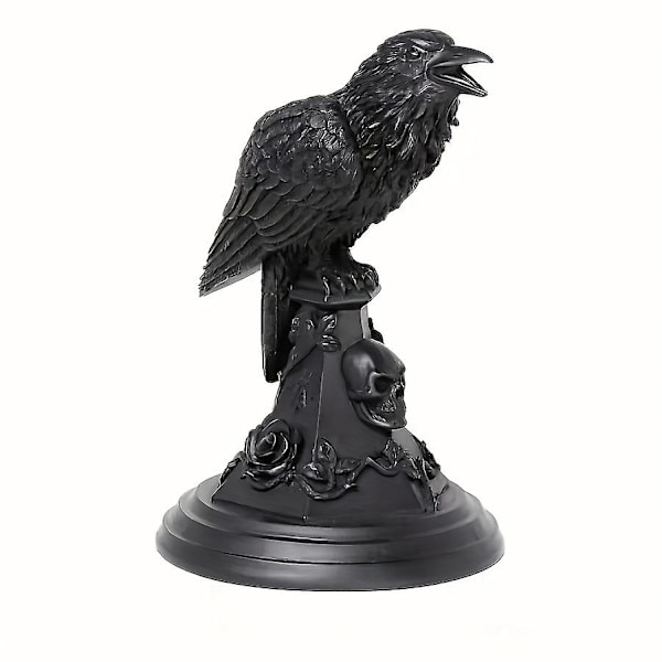 Raven Ljusstake, Ockult Mörk Gotisk Ljusstake Halloween Heminredning Tillbehör, Svart Harts Ljusstake Prydnad, Utomhus Staty & Skulptur Crow