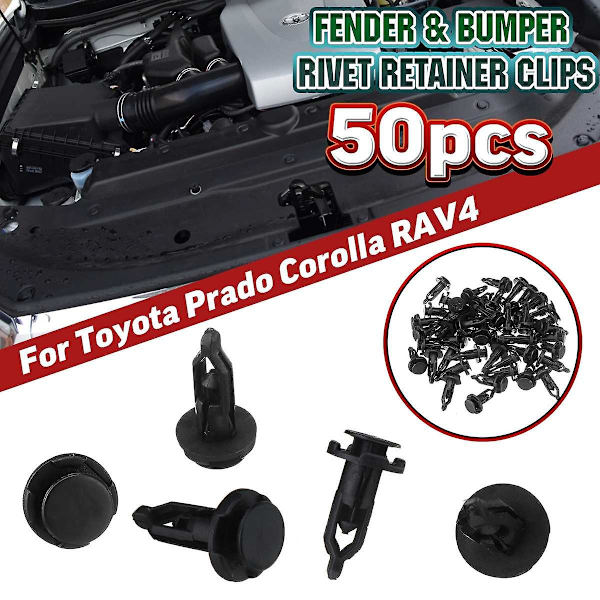 Kompatibel med Toyota Corolla Rav4 Avensis Auris Hilux Yaris Prius 50 st Krockkudde Fender Fästen Clip Push Nitar Hållare Biltillbehör