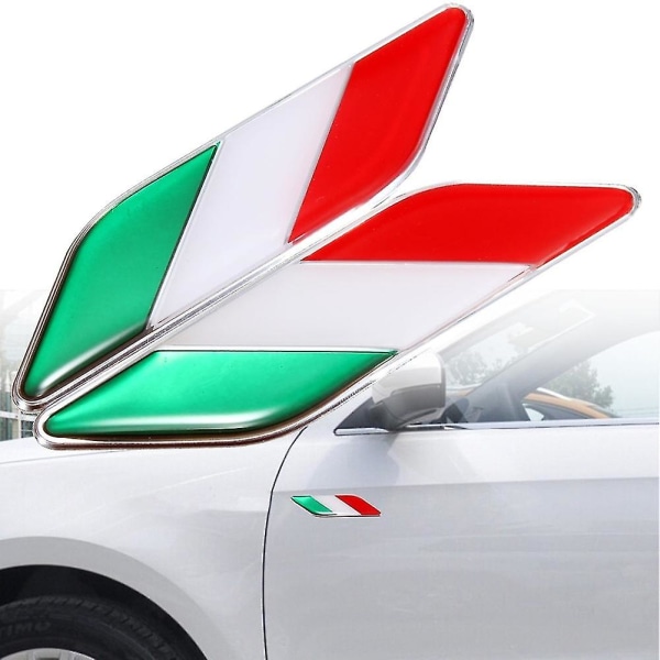 2 stk 3D Italiensk Flagg Klistremerke Bilmerke Vanntett Emblem Styling Dekor