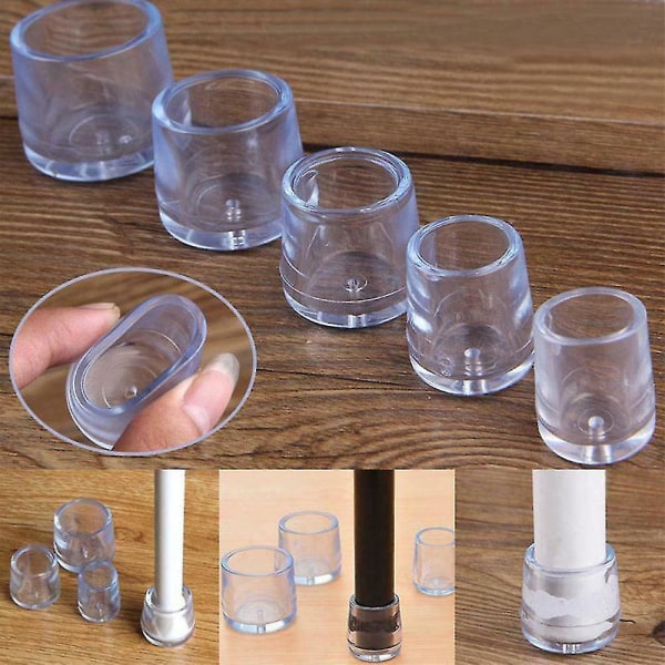 Genomskinlig bordsstolsben Cap Transparenta silikonskyddsöverdrag Set 16pcs 25mm