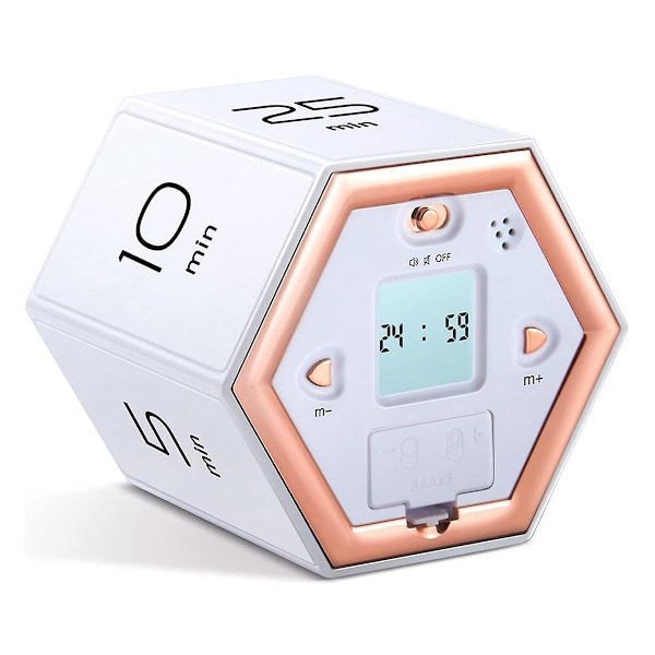 HK  Hexagon Flip Timer with Mute & Alarm Function- Kitchen Timer Easy to Use -Time Management Pomodoro