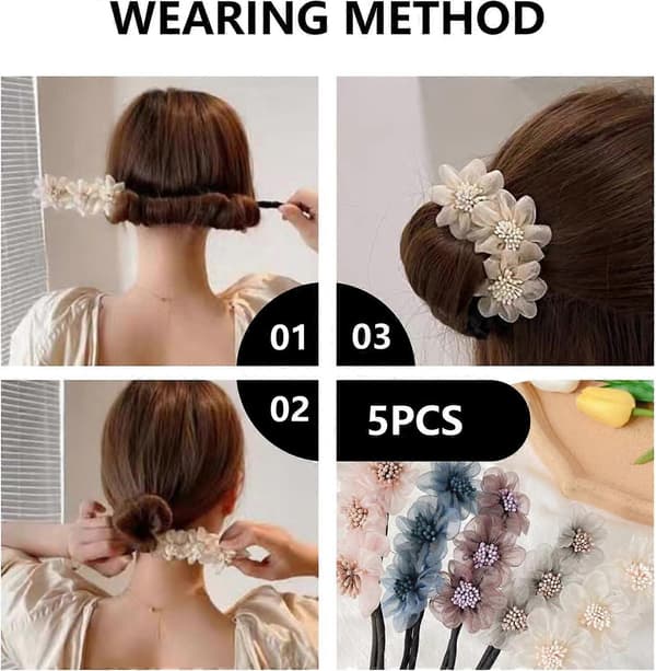 5 st Hårknutmakare Elegant Styling Söt 3 Blomma Lat Hårrulle Bekväm