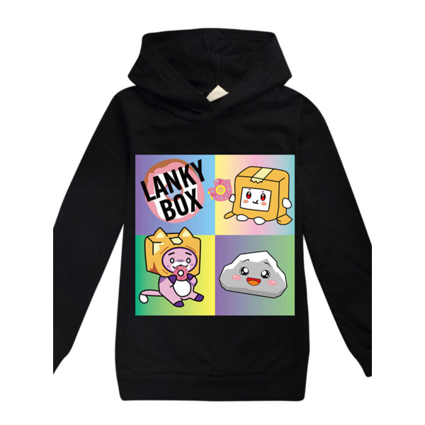 LANKYBOX Kids 3D Print Hoodie Pullover Sweatshirts med ficka black 140cm