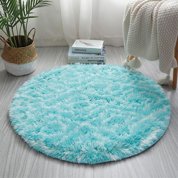 Pyöreät Matot Pehmeät Mukavat Nukkavierut Korkeapaalainen Matto Olohuoneeseen Makuuhuoneeseen Blue Square Diameter 120cm