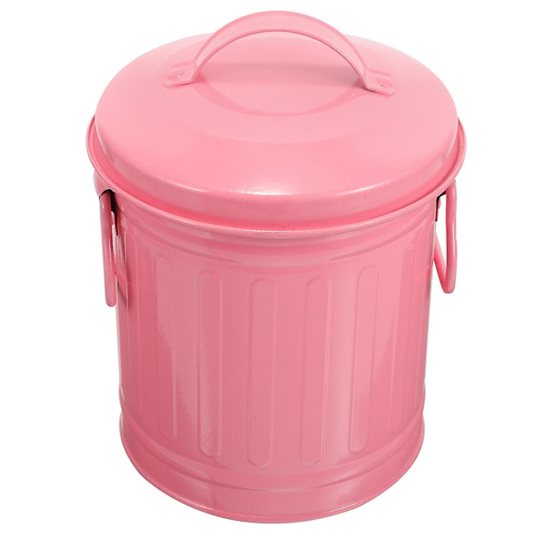 Bordsspand Metal Skraldespand Bordaffaldsbeholder Med Låg Lille Blomst Potte Pink 19.00X13.00X13.00CM
