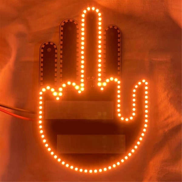 Morsom Fingerlys for Bil med Fjernkontroll - Vei-Rage-Skilt Fingergestlys LED Gestdisplay Lampe Interaktivt Billys