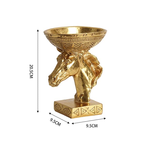 Hest Hode Statue Diverse Beholder Skål Skulptur for Bord Hjem Aureate Medium