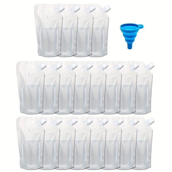 20 kpl pullojen risteilypussi uudelleenkäytettävä salamatka juomapullo piilotettavat muovipullopussit suppilolla (16 unssia) 20Pcs