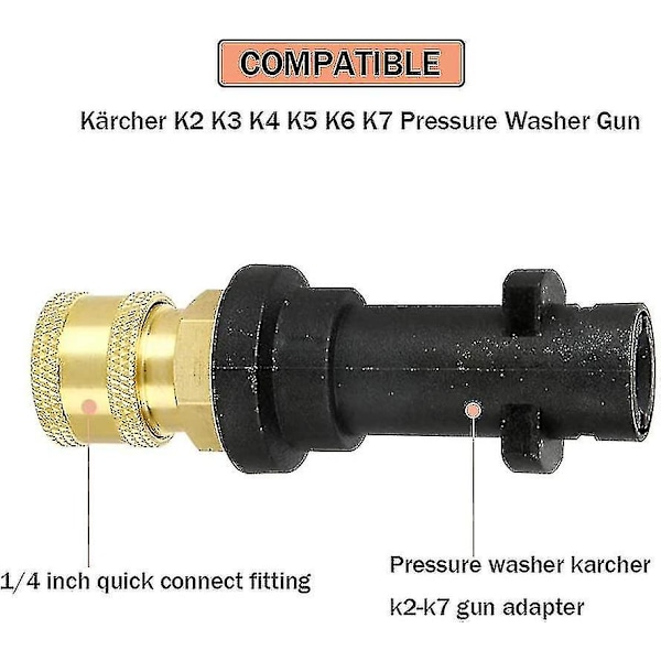 Trykkvaskpistol Adapter med 1/4' Hurtigkobling Hunnkontakt Kompatibel med Karcher/krcher K-serie K2, K3, K4, K5, K6, K7 Høytrykksvasker