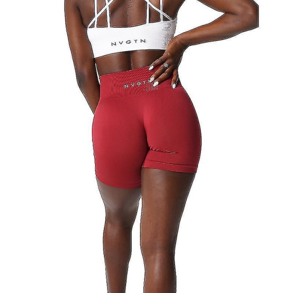 Nvgtn Spandex Solid Seamless Shorts Kvinnor Mjuk träningstights Fitness Outfits Yogabyxor Gym Wear Carmine