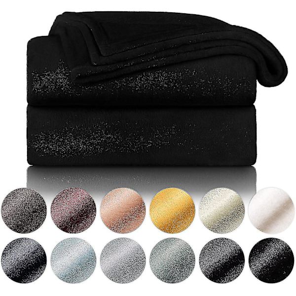 Blød og Koselig Pude - Høj kvalitet tæppe, Super blødt fleece tæppe som sofa tæppe, sengetæppe eller stue tæppe Black 130 x 150 cm