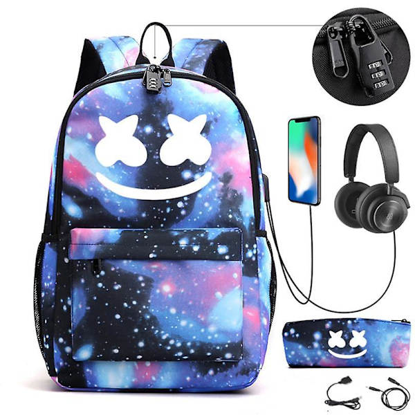 Dj Marshmello Ryggsäck Barn Skolväska Kvinnor Ryggsäck Tonåringar Skolväska Canvas Student För Pojke Flicka Barn Väska 2